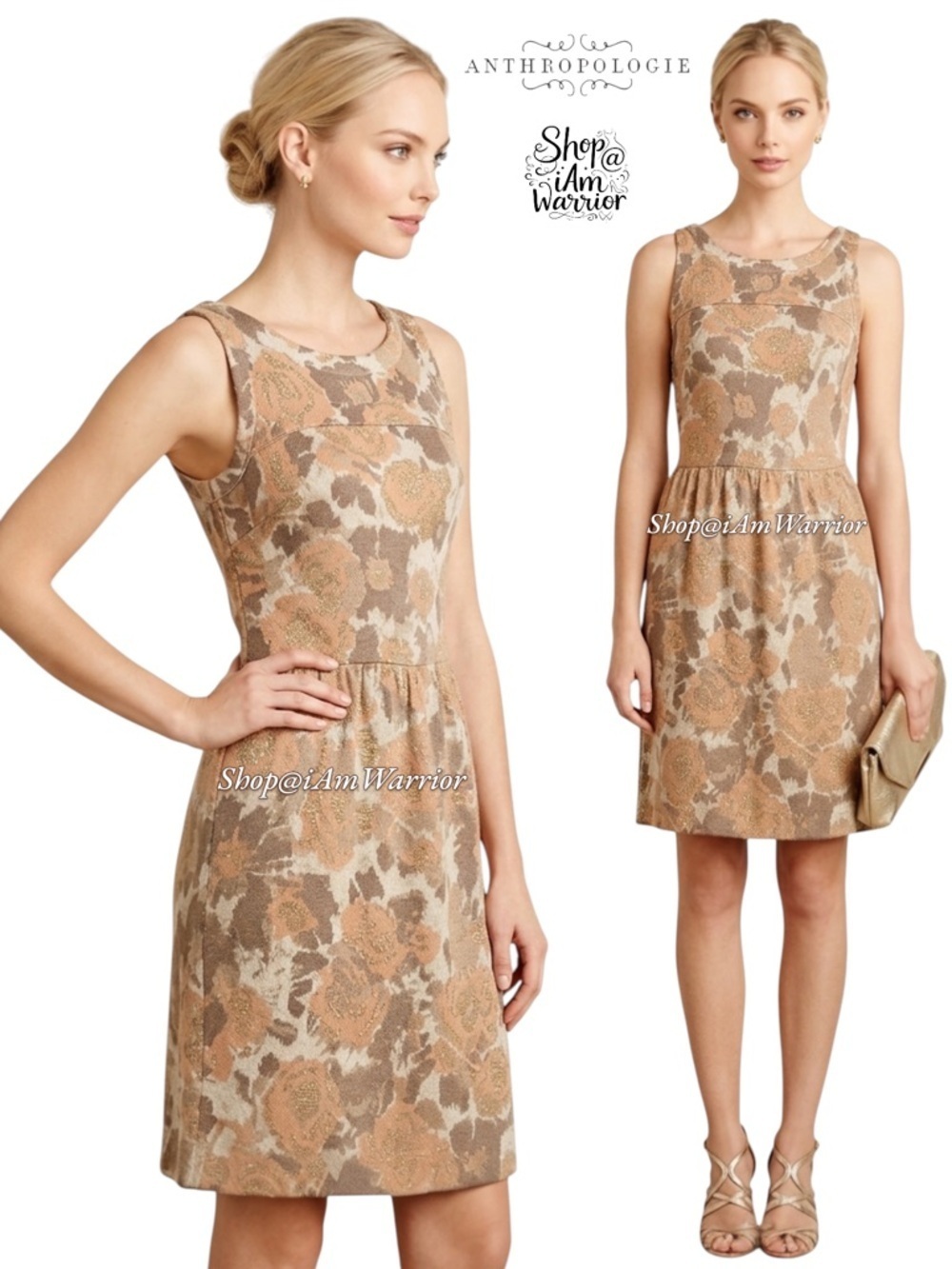 Anthropologie {Knitted & Knotted} floral metallic sweater dress *shop@iamwarrior